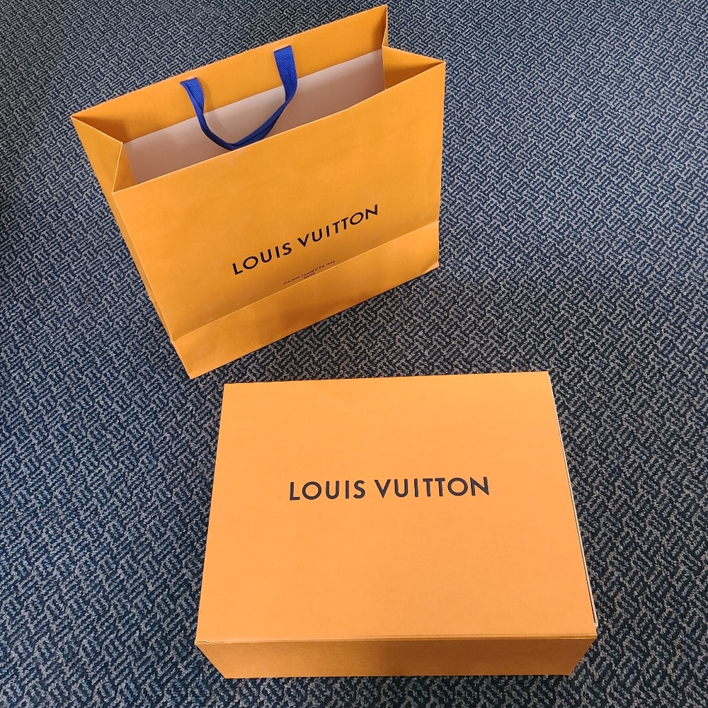 Authentic Louis Vuitton box (Large: 14x11x5.5 inches) and paper bag.